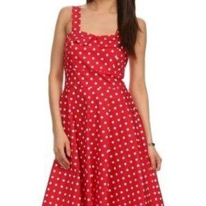 Red Fit and Flare Polka Dot Sundress L